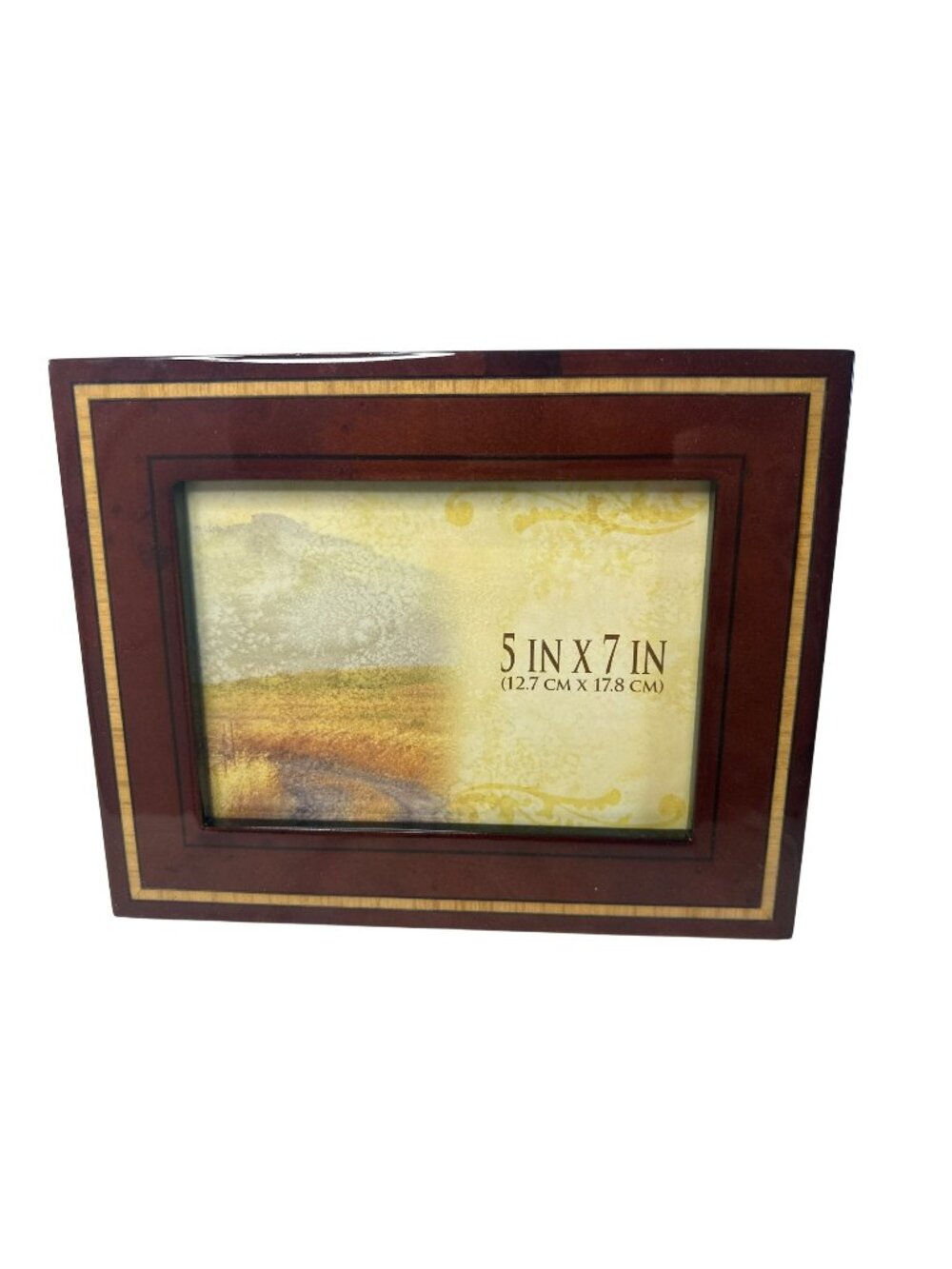 Oldtown Italian Style Inlayed Wood Picture Frame 5x7" Brown Yellow Free Standing